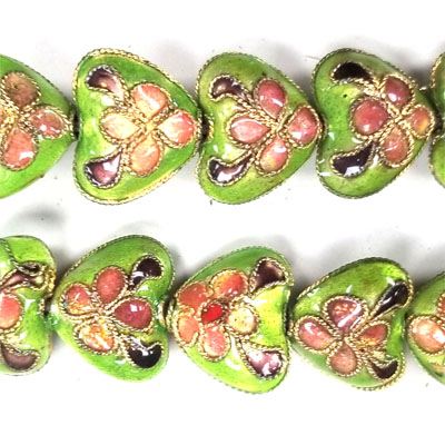 ENAMEL HEART 11X13MM APPLE GREEN